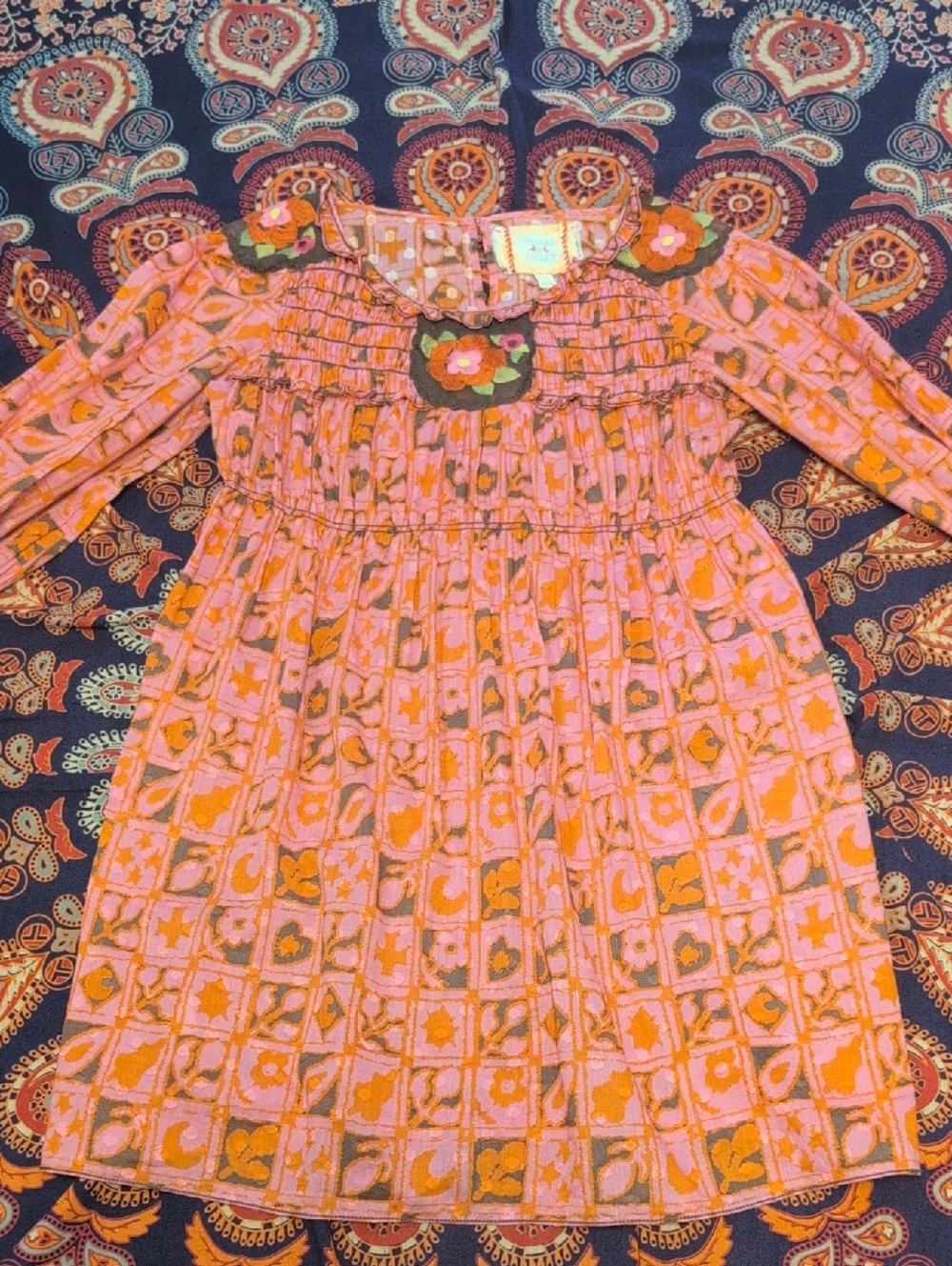 Chelsea And Violet Pink And Orange Cotton Dress. - Picture 6 of 9